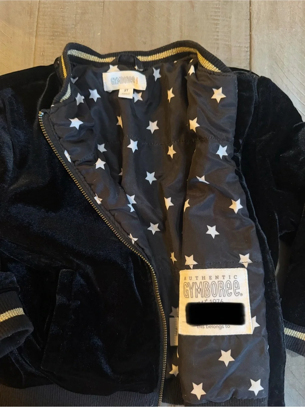 Gymboree Black Velvet Bomber Jacket with Gold Trim